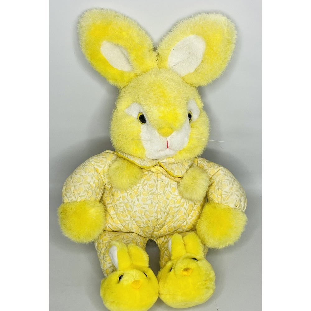 Animal Playthings Bunny Plush Yellow Stuffed Animal Korea 16" Easter Vintage